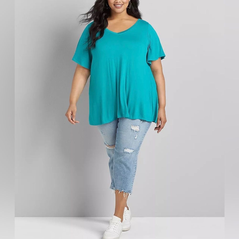 Lane Bryant - Flutter-Sleeve Tie-Back Swing Top